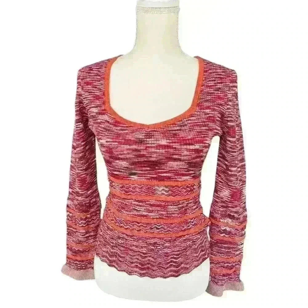 Sam Edelman - Cathy Ruffle Cuff Scoop Neck Sweater - Size Small